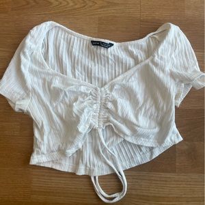 Scrunched White Cropped Top
